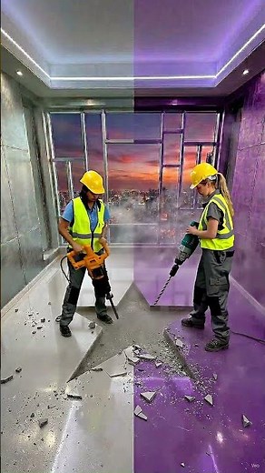 DIY Epoxy Floor: Silver & Purple Metallic Finish Tutorial #epoxy #epoxyfloor #shorts