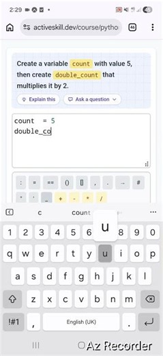 Python Variable Exercises(on ActiveSkill) #python #howto #code #ailearning