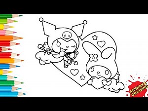 Cute Kuromi Love My Melody Coloring Page Easy | How to Color Sanrio Characters