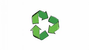 Download Recycling Sign in Engraving Drawing Style Isolated on white background. Clean Environment Concept. Recycle Logo Rotating Animation. for free