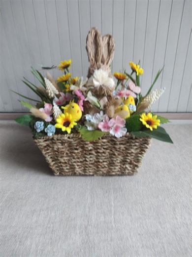 Easter Bunny Floral Basket – Spring Table Decor, Rustic Farmhouse Easter Centerpiece - Etsy