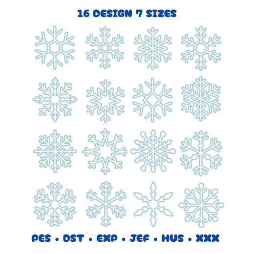 Snowflake Embroidery Designs Bundle – 16 Christmas Snowflakes Set – Machine Embroidery Files – Winter Embroidery Patterns – Digital Download - Etsy