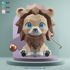 Baby Lion Papercraft Template- Adorable Lion Desk Buddy - Etsy