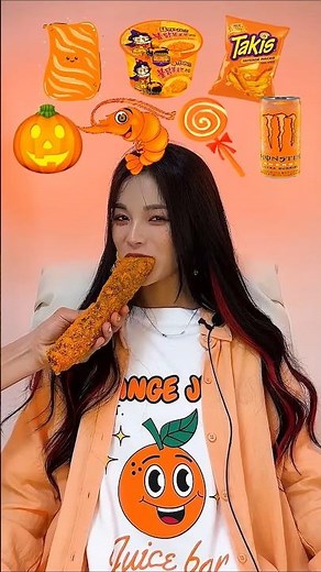 Eating ONLY Orange Food! 🍊😵 #mukbang #asmreating #asmr #eatingchallenge #foodchallenge #foodie