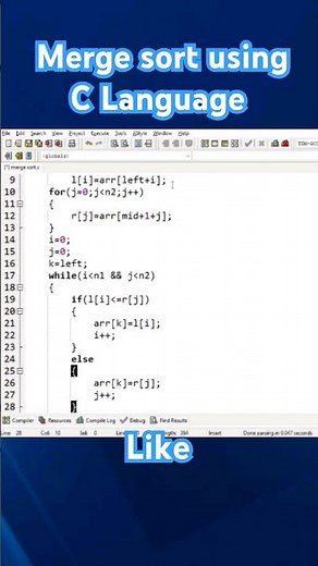 Merge sort using C Language