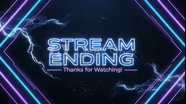 Dynamic Streaming Ending Animation with Neon Accents and Particle Effects for Content Creators