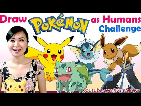 Challenge Art Video - Draw POKEMON as Cute Girls + Hot Guys | Mei Yu | Reimagine as Human Challenge