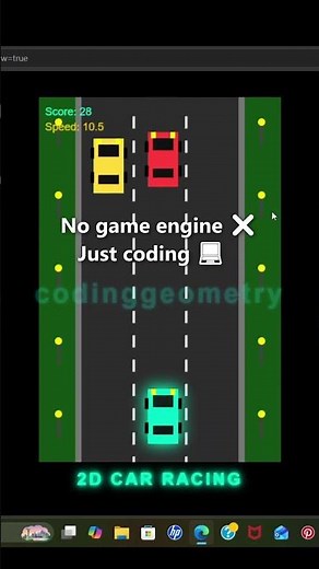 2D Car Racing Game #shorts #codinggeometry #javascript