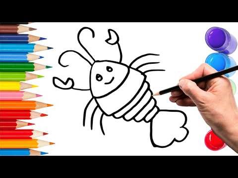 How To Draw cute shrimp Drawing, Painting & Coloring For Kids and Toddlers_ Child Art 🐋🌈