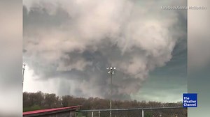 Apocalyptic-looking clouds seen over a ball park in Anderson, Missouri, close to where an EF2 tornado touched down yesterday. | The Weather Channel