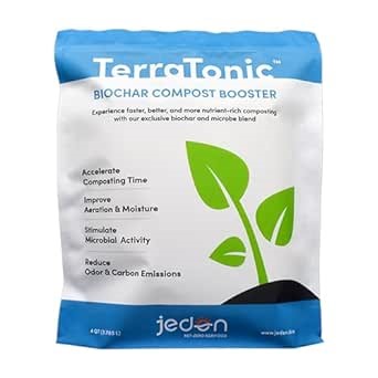 TerraTonic Biochar: Organic Compost Accelerator with Beneficial Microbes for Faster Decomposition. Biochar Soil Amendment for Lawn & Garden. 4QT.