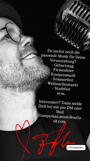 6.6K views · 83 reactions | Du suchst noch die passende Musik für Deine Veranstaltung? Dann hör doch mal rein… z.B. auf Spotify, Instagram, Tiktok, YouTube. Wenn Dir gefällt was Du hörst, dann melde Dich bei mir per DM oder Mail frumpyman.music@outlook.com Ich freue mich darauf von Dir zu hören! FrumpyMan #frumpyman #siegenwittgenstein #wilnsdorf #sauerlandliebe #olpe #wenden #musiker #sänger #gesang #eventsänger #radiosiegen #hilchenbach | FrumpyMan | Facebook