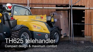 It reaches a height of six meters and can handle 2.5 tons - our TH625 telehandler. We show you it in action in the video. | Wacker Neuson