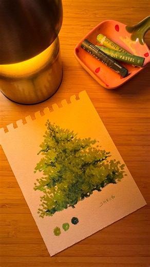 Burnt.brush | Oil pastel drawings on Instagram: "Day 114: let’s draw a shrub. A pretty shrub. There’s no pretty or ugly! because that’s your damn shrub 🫶🏼🌲 . . . . . . [Oil pastel, oil pastel art, fyp, for your page, explore page, trending reel, oil pastel drawing, trending audio, draw with me, what to draw, simple drawing tutorial, explore, daily drawing, therapy drawing, burnout recovery, mental health care]"