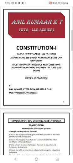 KTA LLB SERIES for KSLU Students contact 9916750333/9739531166