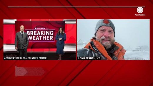 Heavy snow and wind batter Long Branch, New Jersey