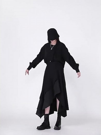 影をまとう透け感フリル付きモードサブカル系アシンメトリーロングスカート #モード服 #大人ゴシック #スカート #ロリータファッション #seasonz #アイドル衣装
