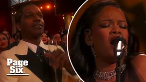A$AP Rocky cheers on Rihanna from the audience at 2023 Oscars