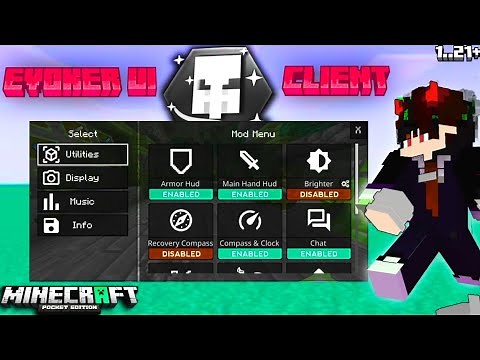 Best Mod Menu for MCPE 1.21 | Evoker Client + UI Pack | FPS Boost & No Lag!