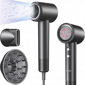 Haartrockner, 200 Mio. Ionen föhn mit Diffusor, 110,000 U/min Bürstenloser Motor, 1600W, 59 dB, Fön Klein für Reise, 2 Jahre Garantie,Grau