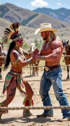 Indonesian Warrior Woman vs American Cowboy | Epic Desert Wrestling Showdown 🥊🔥