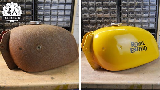 Rusty motorcycle fuel tank restoration full process from start to finish