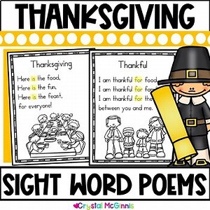 15 Thanksgiving Sight Word Poems | Thanksgiving Activity | Sight Word Activity