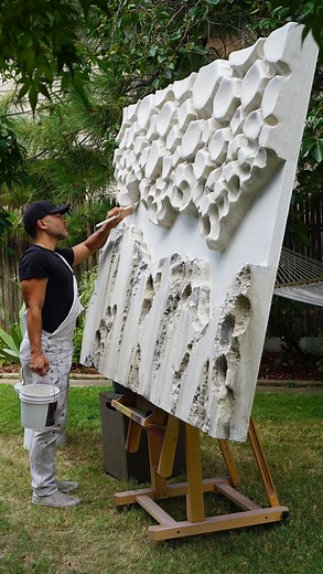 Nicholas Hernandez on Instagram: "Sculpting an eroded limestone using epoxy paste, resin, plaster, and velvety lime wash mineral paints. . . #limestone #limewash #artprocess #artistatwork #process #trusttheprocess #bts #largescaleart #realestate #interiordesign #rock #mineral #nature #epoxy #sculpture #artbasel #london #losangeles #artcollector"