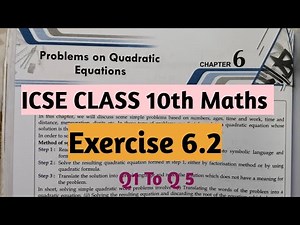 Candid ICSE Class 10 Maths, Chapter 6 || Problems on Quadratic Equations|| Ex 6.2 (Q 1 To Q 5 )