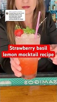 Easy strawberry basil lemon mocktail recipe! 🍓 Refreshing summer non alcoholic drink #bartenders