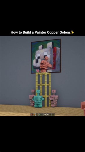 Build a painter copper Golem in Minecraft ✨🥰 (World's Smallest Violin) #minecraft #shorts