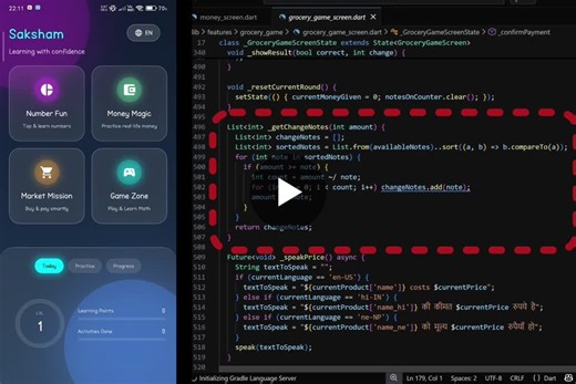 #flutter #appdevelopment #buildinpublic #softwareengineering #techforgood #accessibility #dyscalculia #uianimation #dart #flutter #flutterdev #studentdeveloper #googledevs #dart #uianimation | Aaryan Sah