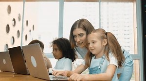 clip-3477407001-smart-student-celebrate-successful-project-while-teacher