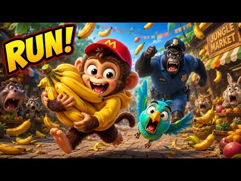 Crazy Jungle Jail Escape! 🔓🍌 | Funny Kids Cartoon | Full vedio