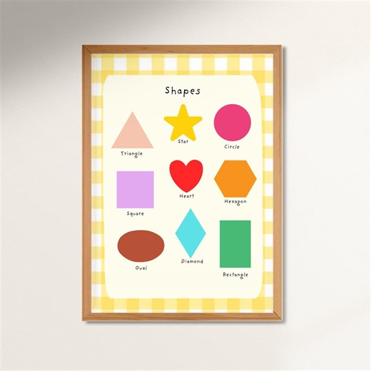 Shapes Chart for Kids, Digital Download, Shape Learning Poster, Preschool Educational Wall Art, Shapes Poster for Kids, Homeschool Decor - Etsy