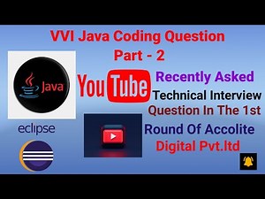 Recently Asked Java Coding Question In Accolite Digital Pvt.ltd || VVI Java Coding Question