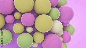3D animation of many pulsating balls around a large ball. Close up.