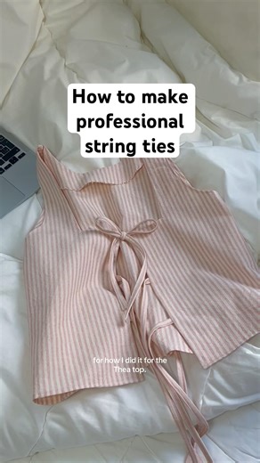 #sewingtutorial￼ how to make string ties with a clean finish ￼￼ #sewist #sew #sewing #tutorial
