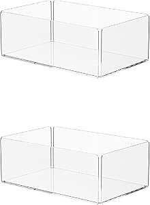 2 Pack Acrylic Retail Tray Single Compartment 10 Inch Wide x 6.5 Inch Deep Clear Lucite Countertop Product Merchandise Storage Organizer for Businesses Shops and Homes by Marketing Holders