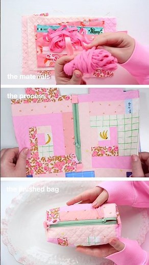 SEWING a boxy zipper pouch for BEGINNERS ✨ easy bag making pattern #sewing