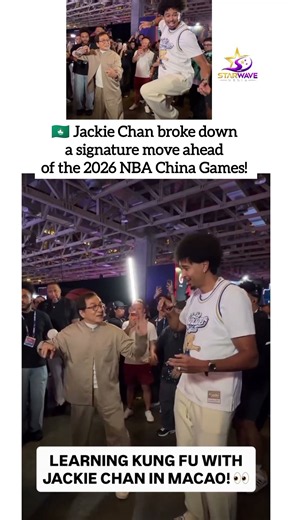 JACKIE CHAN TEACHES KUNG FU IN MACAO! 🥋🇲🇴#JackieChan #KungFu #NBAChinaGames #Shorts