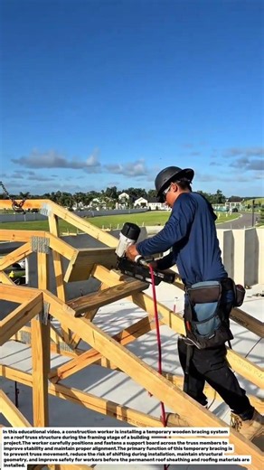 Smart Roof Truss Temporary Bracing Installation | Wood Roof Framing Construction Technique.