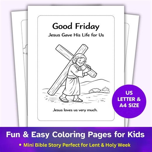 Good Friday Coloring Pages for Kids | Holy Week Bible Story Activity (PDF) - Etsy