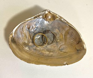 Natural Clam Shell Trinket Ring Jewelry Dish With Gold Trim and Faux Pearl - Etsy