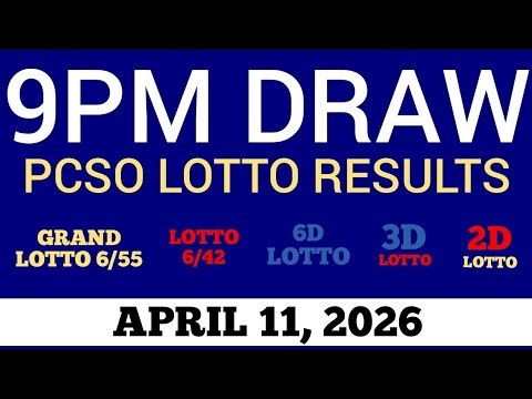 Lotto Result Today 9pm Draw April 11, 2026 Swertres Ez2 PCSO Live Result