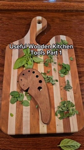 RogueGrainCo on Instagram: "Make some useful wooden kitchen tools! This wooden herb stripper is a huge time saver. You can really get creative with this first project, make it any shape or size you want. I made this one out of some 1/2 inch Mahogany but any wood will work! I used a bandsaw saw, spindle sander and disc sander in this video but you could make this project with a coping saw and a drill if you wanted. You can make this beginner friendly woodworking project in an afternoon! #woodwork