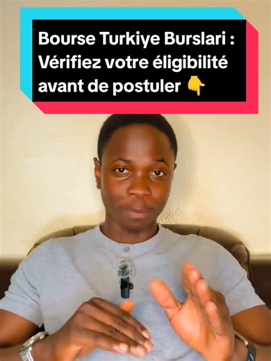 Bourse Turkiye Burslari : Vérifiez votre éligibilité avant de postuler Nous vous informons que la bourse Turkiye Burslari pour la Turquie est ouverte jusqu'au 20 février. Nous vous encourageons à vérifier votre éligibilité avant de postuler en utilisant notre test gratuit et rapide. Nous vous expliquons comment accéder au test via notre profil et comment nous contacter pour obtenir de l'assistance. #TurkiyeBurslari #BourseEtudes #Turquie #EligibiliteTest #AideAuxEtudiants