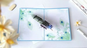 ETA Elegant 3D Peacock Pop-Up Card – Handmade Greeting Card with Floral Perch & Vibrant Feathers – Perfect for Birthdays, Anniversaries, Thank You Notes & Special Occasions, A22