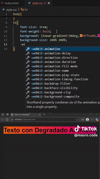 Texto con gradiente animado en CSS