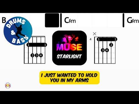 Muse - Starlight • Bass & Drums | Scrolling Guitar Chords & Lyrics